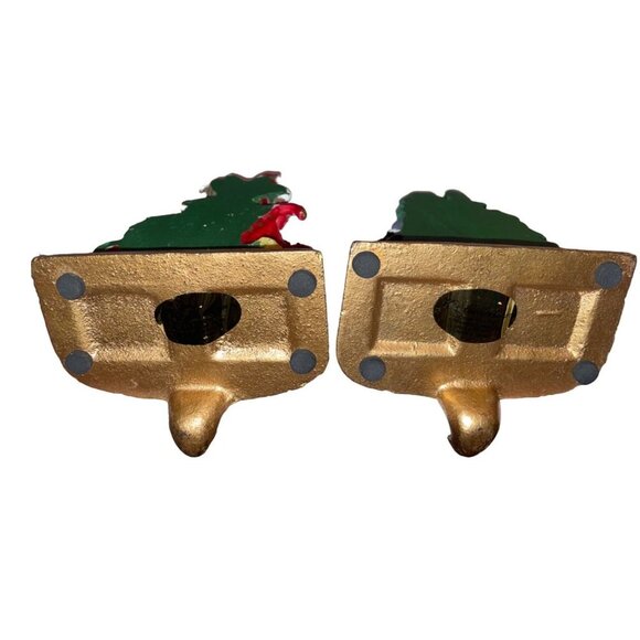 Vintage K's Collection Stocking Holders Cast Iron Set of 2 Santa Penguins - Picture 2 of 2